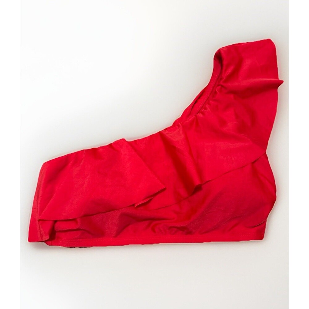 Kona Sol Women's Red One Shoulder Flounce Bikini Top Sz: M 8/10 NWT $15